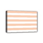 Horizontal Stripes - White and Apricot Orange Mini Canvas 6  x 4  (Stretched)