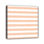 Horizontal Stripes - White and Apricot Orange Mini Canvas 6  x 6  (Stretched)