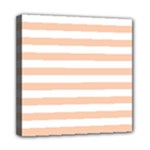 Horizontal Stripes - White and Apricot Orange Mini Canvas 8  x 8  (Stretched)