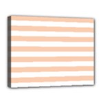 Horizontal Stripes - White and Apricot Orange Canvas 14  x 11  (Stretched)
