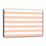 Horizontal Stripes - White and Apricot Orange Canvas 18  x 12  (Stretched)