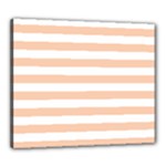 Horizontal Stripes - White and Apricot Orange Canvas 24  x 20  (Stretched)