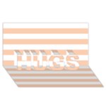 Horizontal Stripes - White and Apricot Orange HUGS 3D Greeting Card (8x4)