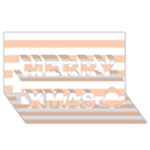 Horizontal Stripes - White and Apricot Orange Merry Xmas 3D Greeting Card (8x4)