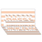 Horizontal Stripes - White and Apricot Orange Happy New Year 3D Greeting Card (8x4)
