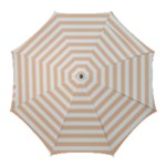 Horizontal Stripes - White and Apricot Orange Golf Umbrella