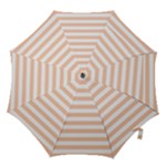 Horizontal Stripes - White and Apricot Orange Hook Handle Umbrella (Medium)