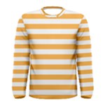 Horizontal Stripes - White and Pastel Orange Men s Long Sleeve T-shirt