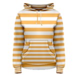 Horizontal Stripes - White and Pastel Orange Women s Pullover Hoodie