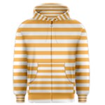 Horizontal Stripes - White and Pastel Orange Men s Zipper Hoodie
