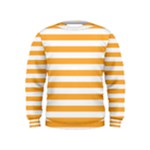 Horizontal Stripes - White and Pastel Orange Kid s Sweatshirt