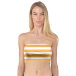 Horizontal Stripes - White and Pastel Orange Bandeau Top