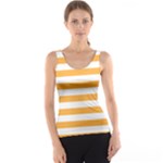 Horizontal Stripes - White and Pastel Orange Tank Top