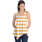 Horizontal Stripes - White and Pastel Orange Sleeveless Tunic
