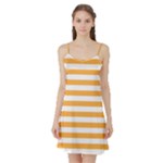 Horizontal Stripes - White and Pastel Orange Satin Night Slip