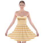 Horizontal Stripes - White and Pastel Orange Strapless Bra Top Dress