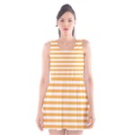 Horizontal Stripes - White and Pastel Orange Scoop Neck Skater Dress