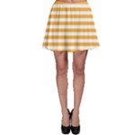 Horizontal Stripes - White and Pastel Orange Skater Skirt
