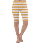 Horizontal Stripes - White and Pastel Orange Cropped Leggings
