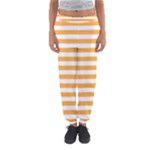 Horizontal Stripes - White and Pastel Orange Women s Jogger Sweatpants