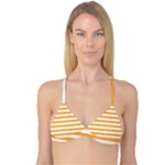 Horizontal Stripes - White and Pastel Orange Reversible Tri Bikini Top