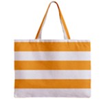 Horizontal Stripes - White and Pastel Orange Zipper Mini Tote Bag