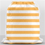 Horizontal Stripes - White and Pastel Orange Drawstring Bag (Large)