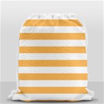 Horizontal Stripes - White and Pastel Orange Drawstring Bag (Small)