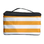 Horizontal Stripes - White and Pastel Orange Cosmetic Storage Case