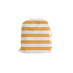 Horizontal Stripes - White and Pastel Orange Drawstring Pouch (S)