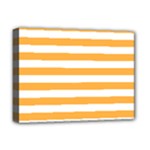 Horizontal Stripes - White and Pastel Orange Deluxe Canvas 16  x 12  (Stretched)