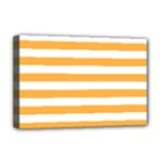Horizontal Stripes - White and Pastel Orange Deluxe Canvas 18  x 12  (Stretched)