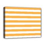 Horizontal Stripes - White and Pastel Orange Deluxe Canvas 20  x 16  (Stretched)
