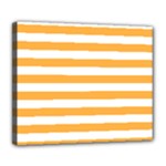 Horizontal Stripes - White and Pastel Orange Deluxe Canvas 24  x 20  (Stretched)