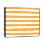 Horizontal Stripes - White and Pastel Orange Canvas 10  x 8  (Stretched)