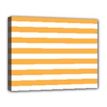 Horizontal Stripes - White and Pastel Orange Canvas 14  x 11  (Stretched)