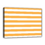 Horizontal Stripes - White and Pastel Orange Canvas 16  x 12  (Stretched)