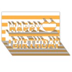 Horizontal Stripes - White and Pastel Orange Happy Birthday 3D Greeting Card (8x4)