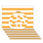 Horizontal Stripes - White and Pastel Orange Peace Sign 3D Greeting Card (7x5)
