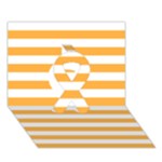Horizontal Stripes - White and Pastel Orange Ribbon 3D Greeting Card (7x5)