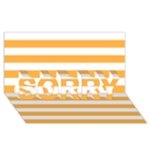 Horizontal Stripes - White and Pastel Orange SORRY 3D Greeting Card (8x4)