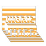 Horizontal Stripes - White and Pastel Orange WORK HARD 3D Greeting Card (7x5)