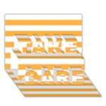 Horizontal Stripes - White and Pastel Orange TAKE CARE 3D Greeting Card (7x5)