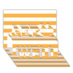 Horizontal Stripes - White and Pastel Orange Get Well 3D Greeting Card (7x5)