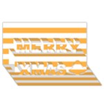 Horizontal Stripes - White and Pastel Orange Merry Xmas 3D Greeting Card (8x4)