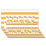 Horizontal Stripes - White and Pastel Orange Happy New Year 3D Greeting Card (8x4)