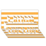 Horizontal Stripes - White and Pastel Orange Laugh Live Love 3D Greeting Card (8x4)