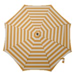Horizontal Stripes - White and Pastel Orange Hook Handle Umbrella (Medium)