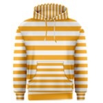 Horizontal Stripes - White and Dark Tangerine Orange Men s Pullover Hoodie