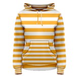 Horizontal Stripes - White and Dark Tangerine Orange Women s Pullover Hoodie